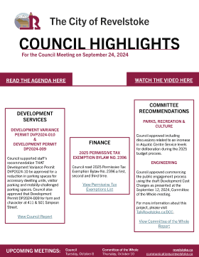 Council Highlights for September 24, 2024 Council Meeting (PDF)