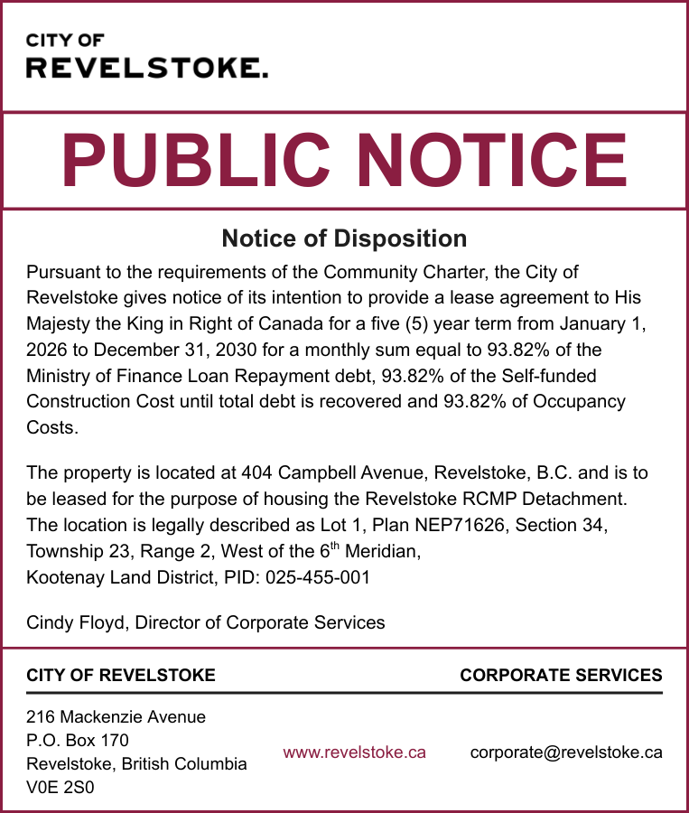 Notice of Disposition RCMP 2026-01-14 to 2026-01-28